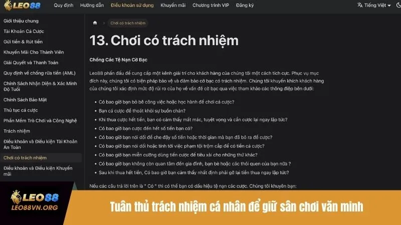 Tuân thủ trách nhiệm cá nhân để giữ sân chơi văn minh
