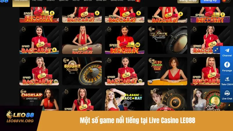 Một số game nổi tiếng tại Live Casino LEO88
