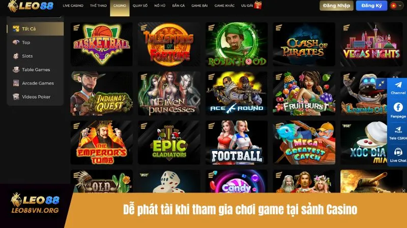 Dễ phát tài khi tham gia chơi game tại sảnh Casino