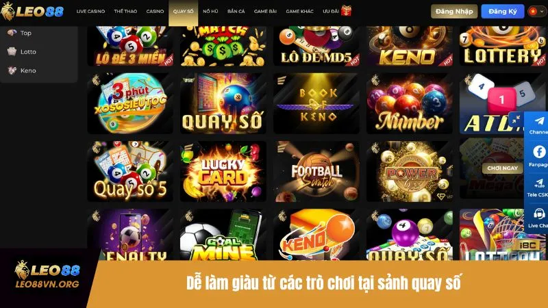 Dễ làm giàu từ các trò chơi tại sảnh quay số